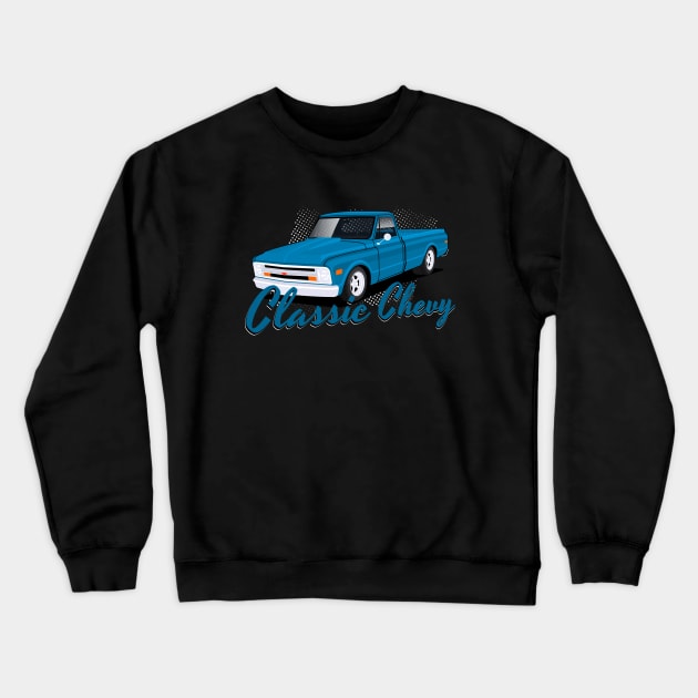 Classic Chevy Blue Shinning Crewneck Sweatshirt by masjestudio